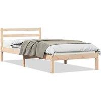 Berkfield Home Traditional Bed Frame with Headboard 100x210 cm Solid Wood Pine in Natural
