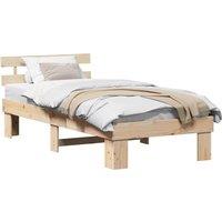 Berkfield Home Traditional Bed Frame with Headboard 100x200 cm Solid Wood Pine in Beige