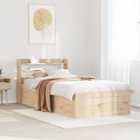 Berkfield Home Sleek Bed Frame with Headboard 90x190 cm Single Solid Wood Pine in Light Tan
