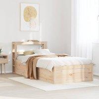 Berkfield Home Sleek Bed Frame with Headboard 75x190 cm Small Single Solid Wood Pine in Light Brown