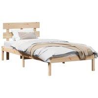 Berkfield Home Modern Bed Frame with Headboard 90x200 cm Solid Wood Pine in Light Brown