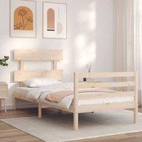 Berkfield Home Beautiful Bed Frame with Headboard 90x200 cm Solid Wood in Light Brown