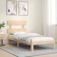 Berkfield Home Beautiful Bed Frame with Headboard 90x200 cm Solid Wood in Light Tan