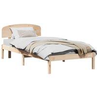 Berkfield Home Modern Bed Frame with Headboard 90x200 cm Solid Wood Pine in Beige