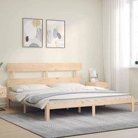 Berkfield Home Beautiful Bed Frame with Headboard 200x200 cm Solid Wood in Light Tan