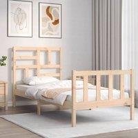 Berkfield Home Beautiful Bed Frame with Headboard Single Solid Wood in Natural