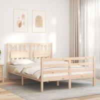 Berkfield Home Beautiful Bed Frame with Headboard Small Double Solid Wood in Light Tan