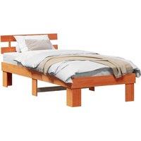Berkfield Home Modern Bed Frame with Headboard Wax Brown 75x190 cm Solid Wood Pine