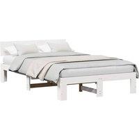 Berkfield Home White Bed Frame with Headboard White 120x190 cm Solid Pine Wood