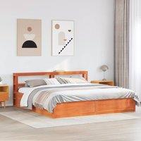 Berkfield Home Sleek Bed Frame with Headboard Wax Brown 200x200 cm Solid Wood Pine
