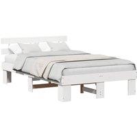 Berkfield Home White Bed Frame with Headboard White 120x190 cm Solid Wood Pine