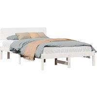 Berkfield Home White Bed Frame with Headboard White 120x200 cm Solid Pine Wood