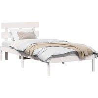 Berkfield Home White Bed Frame with Headboard White 100x200 cm Solid Wood Pine