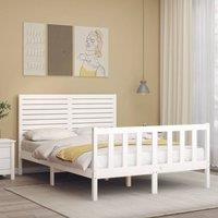 Berkfield Home Beautiful Bed Frame with Headboard White 120x200 cm Solid Wood