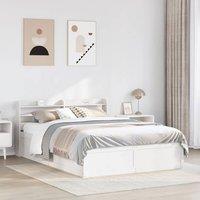 Berkfield Home Sleek Bed Frame with Headboard White 135x190 cm Double Solid Wood Pine