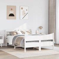 Berkfield Home Sleek Bed Frame with Headboard White 135x190 cm Double Solid Wood Pine