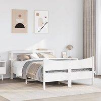 Berkfield Home Sleek Bed Frame with Headboard White 120x200 cm Solid Wood Pine | Size: Small Double