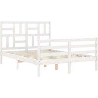 Berkfield Home Beautiful Bed Frame with Headboard White 140x190 cm Solid Wood
