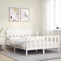 Berkfield Home Beautiful Bed Frame with Headboard White 140x190 cm Solid Wood