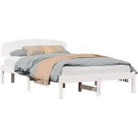 Berkfield Home White Bed Frame with Headboard White 140x190 cm Solid Wood Pine