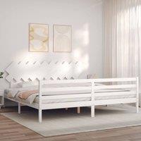 Berkfield Home Beautiful Bed Frame with Headboard White 200x200 cm Solid Wood