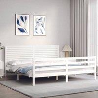 Berkfield Home Beautiful Bed Frame with Headboard White 200x200 cm Solid Wood