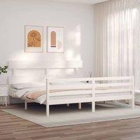 Berkfield Home Beautiful Bed Frame with Headboard White 200x200 cm Solid Wood