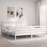 Berkfield Home Beautiful Bed Frame with Headboard White 200x200 cm Solid Wood