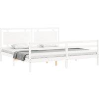 Berkfield Home Beautiful Bed Frame with Headboard White 200x200 cm Solid Wood