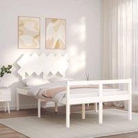 Berkfield Home Beautiful Bed Frame with Headboard White Double Solid Wood