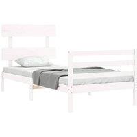 Berkfield Home Beautiful Bed Frame with Headboard White 90x200 cm Solid Wood