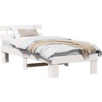 Berkfield Home White Bed Frame with Headboard White 80x200 cm Solid Wood Pine