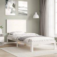 Berkfield Home Beautiful Bed Frame with Headboard White 90x200 cm Solid Wood