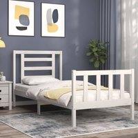 Berkfield Home Beautiful Bed Frame with Headboard White Single Solid Wood