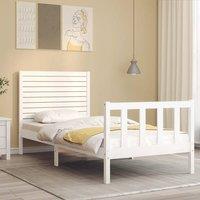 Berkfield Home Beautiful Bed Frame with Headboard White Single Solid Wood