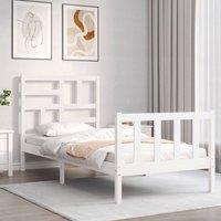 Berkfield Home Beautiful Bed Frame with Headboard White Single Solid Wood