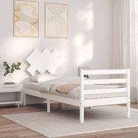 Berkfield Home Beautiful Bed Frame with Headboard White Single Solid Wood