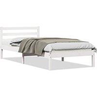 Berkfield Home White Bed Frame with Headboard White 90x210 cm Solid Wood Pine