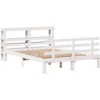 Berkfield Home Beautiful Bed Frame with Headboard Frame White 120x190 cm Small Double