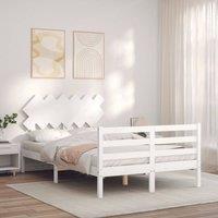 Berkfield Home Beautiful Bed Frame with Headboard White Small Double Solid Wood