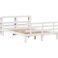 Berkfield Home Beautiful Bed Frame with Headboard without Mattress White 120x200 cm | Size: Small Double