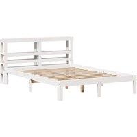 Berkfield Home Beautiful Bed Frame with Headboard without Mattress White 120x200 cm | Size: Small Double