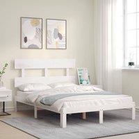 Berkfield Home Beautiful Bed Frame with Headboard White Small Double Solid Wood