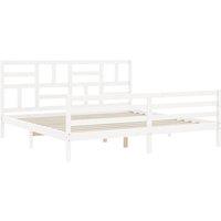 Berkfield Home Beautiful Bed Frame with Headboard White Super King Size Solid Wood