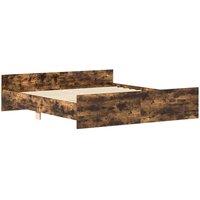 Berkfield Home Durable Bed Frame with Headboard & Footboard Smoked Oak 160x200 cm in Brown