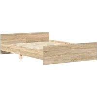 Berkfield Home Durable Bed Frame with Headboard & Footboard Sonoma Oak 120x200 cm in Light Oak | Size: Small Double