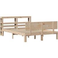 Berkfield Home Beautiful Bed Frame with Headboard without Mattress 120x200 cm in Light Tan | Size: Small Double