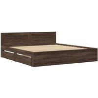 Berkfield Home Durable Bed Frame with Headboard without Mattress Brown Oak 200x200 cm