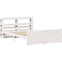 Berkfield Home Beautiful Bed Frame with Headboard without Mattress White 120x200 cm | Size: Small Double