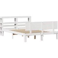 Berkfield Home Beautiful Bed Frame with Headboard without Mattress White 120x200 cm | Size: Small Double